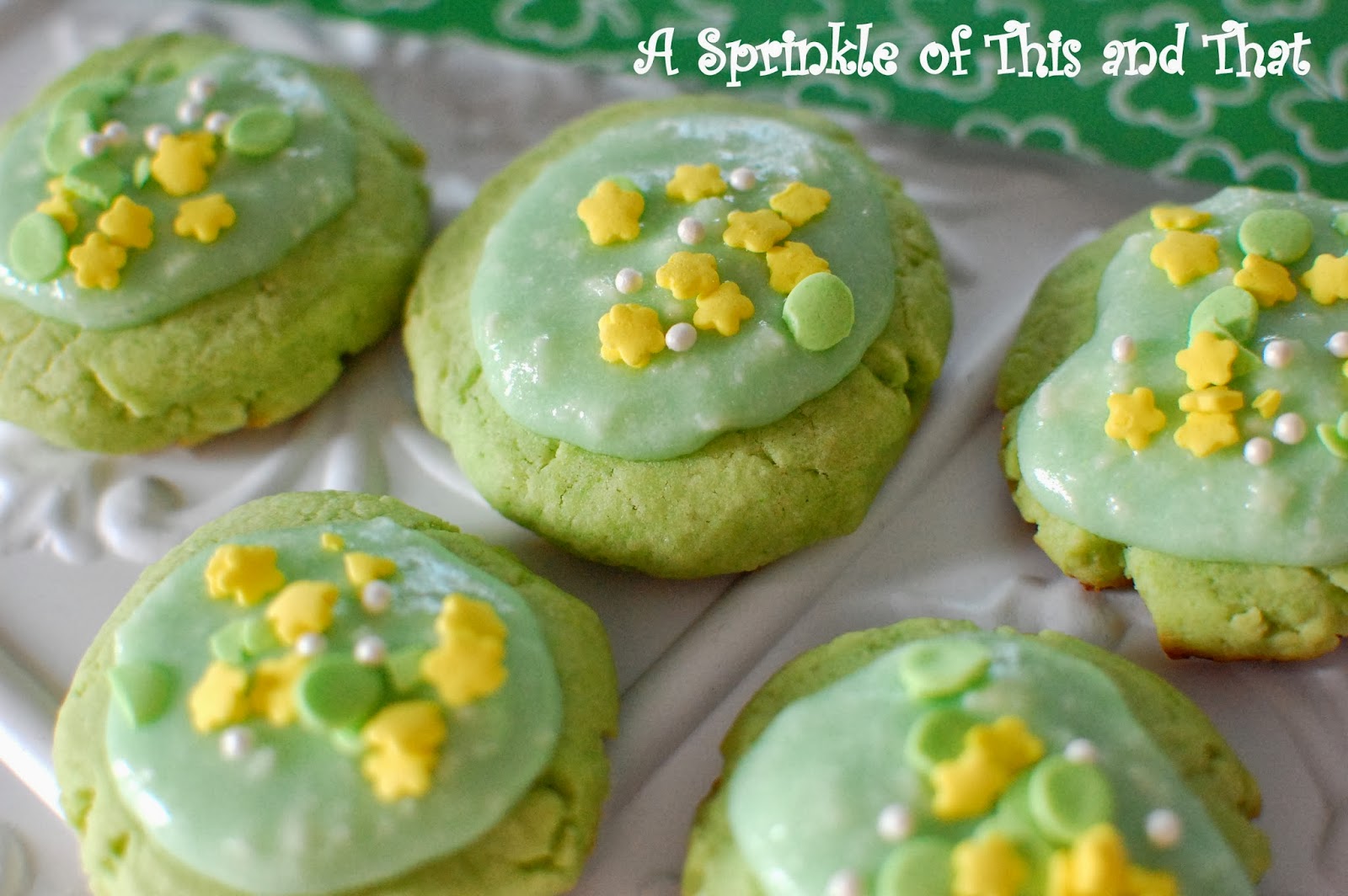 A Sprinkle of This and That St. Patrick's Day Lime Jello Cookies with Key Lime Buttercream Icing