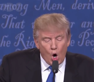 Donald Trump Wrong mouth open to the microphone