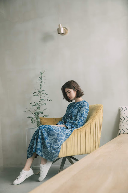 海洋鯨魚開襟七分袖洋裝