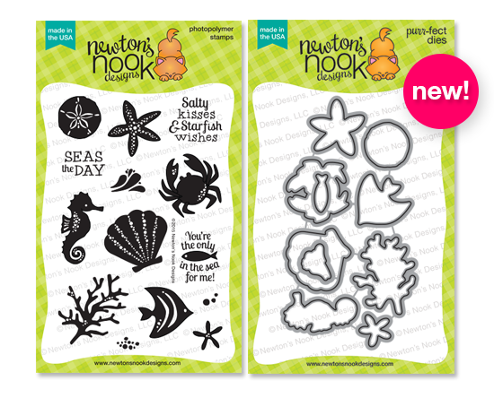 Tranquil Tides stamp set and Die set by Newton's Nook Designs #sea #dies #fish #seahorse #newtonsnook