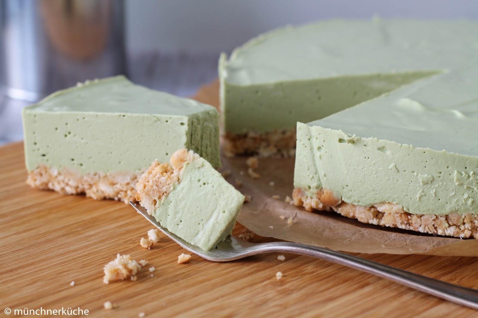münchnerküche: Heute wird es grün - Matcha Cheesecake aus dem Kühlschrank