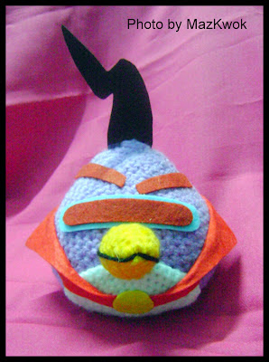 Crochet purple triangle angry bird