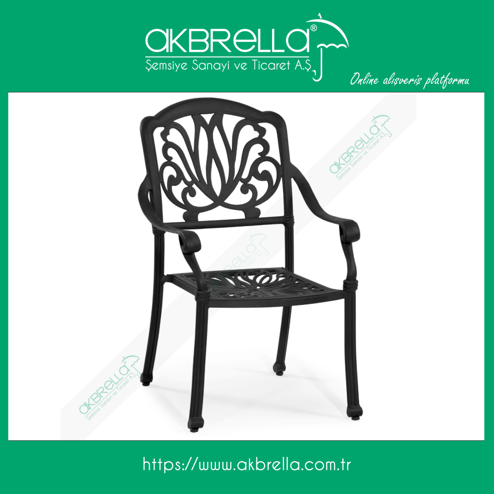 Bahce Mobilyalari Lale Kollu Dokum Sandalye