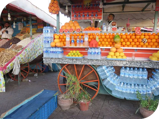 Long Weekend in Marrakech - Sidewalk Safari - Orange Juice Stall on Jemaa el-Fnaa