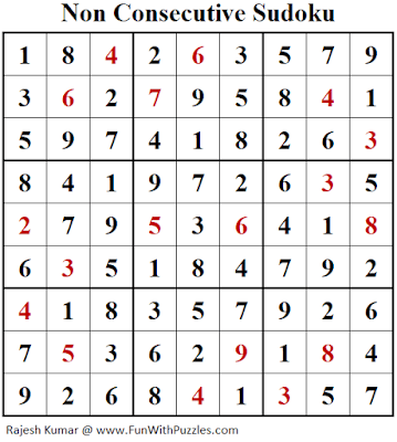 Answer of Non Consecutive Sudoku Puzzle (Fun With Sudoku #378)