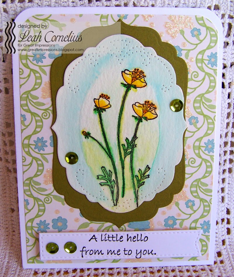 Great Impressions, Leah Cornelius, Buttercup Flowers, A Little Hello, friendship card