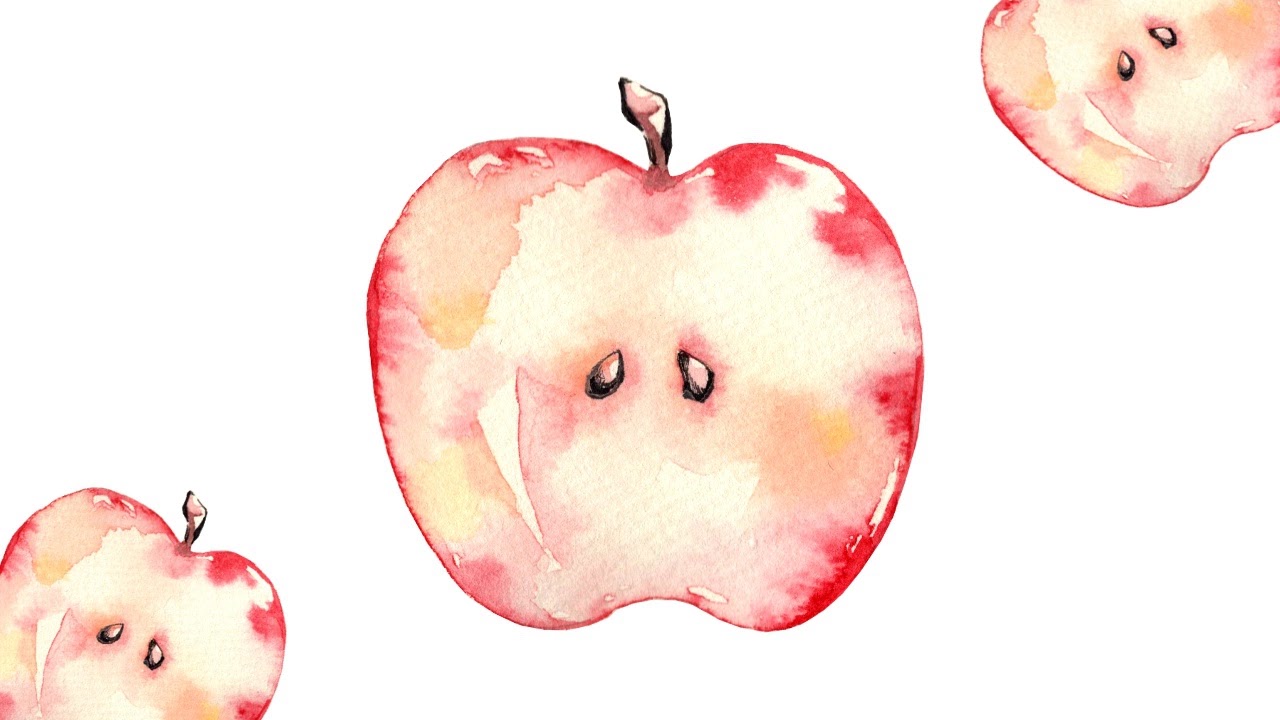 透明水彩メイキング りんご 林檎 のイラストの描き方 ボールペンイラストと水彩 遠北ほのかのsurariru