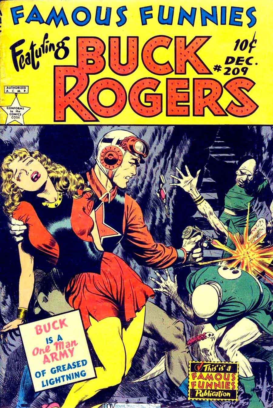 Frank Frazetta Buck Rogers 1950s golden age science fiction comic book cover / Famous Funnies #209