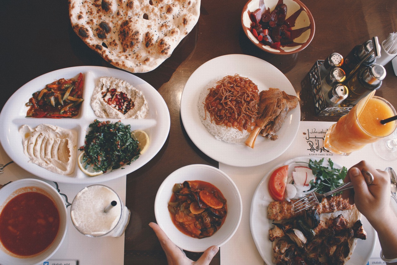 Food selection at Kabab Erbil