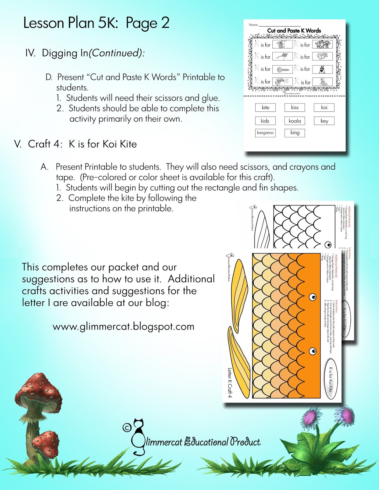 Glimmercat Education: Letter of the Week for K