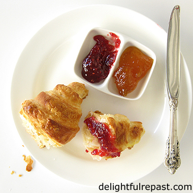How to Make Croissants - A Tutorial (this photo - croissant and jam) / www.delightfulrepast.com