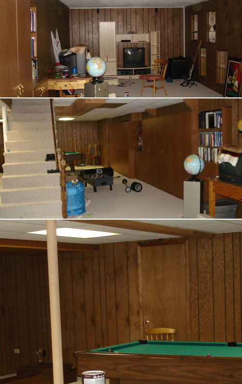 Painted Paneled Basement Revealed, How To Paint Wood Paneling In Basement