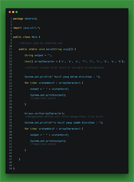Contoh Kegiatan Mengurutkan (Sort) Abjad Acak Di Java - Java Media Kita
