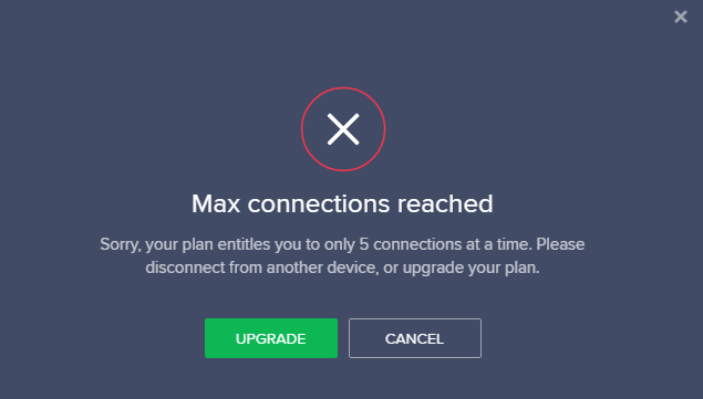 Avast secureline VPN max connection reached