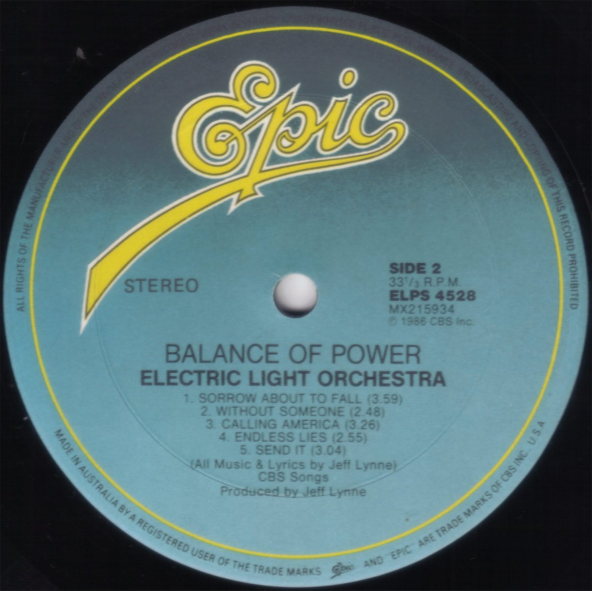 Rock On Vinyl Electric Light Orchestra Balance Of Power (1986)