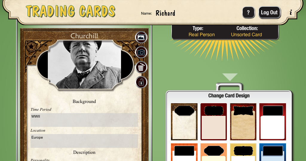 Make Trading Cards for Historical and Fictional Characters