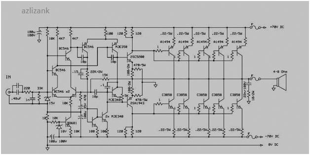 Rangkaian Power Amplifier 1000 Watt - Skema Rangkaian Elektronika Dasar