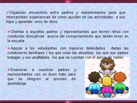 INTEGRAR A LOS PADRES Y REPRESENTANTES EN EL PROCESO DE APRENDIZAJE DE ...