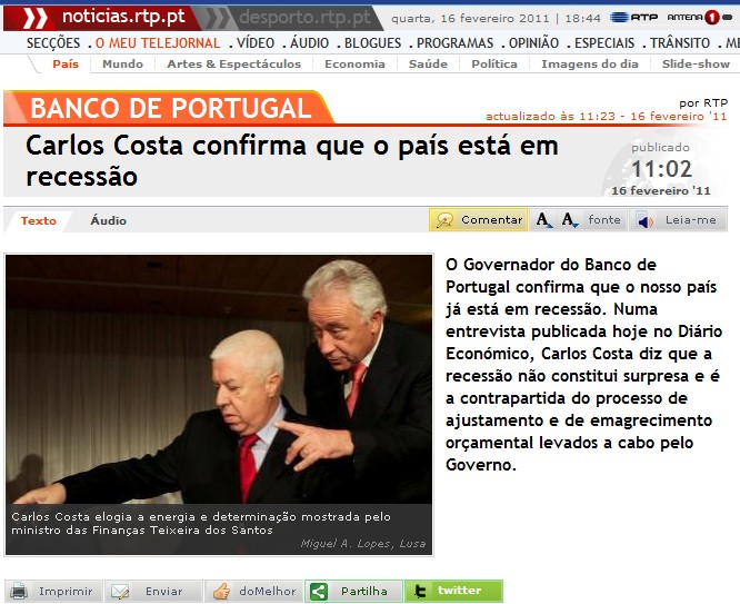 Portugal ja está em Recessão