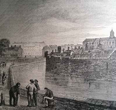The moat of the Tower of London c1800  from Old and New London by W Thornbury (1873)