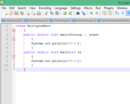 takeme2java: Is this possible to have more than one main() method in a ...