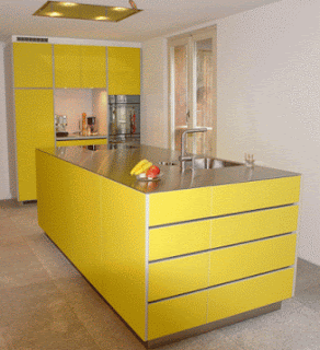 Modern yellow kitchen cabinet