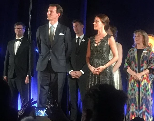 Princess Marie wore a new metallic tulle midi dress by Christopher Kane. Crown Prince Frederik, Prince Joachim and Countess Alexandra