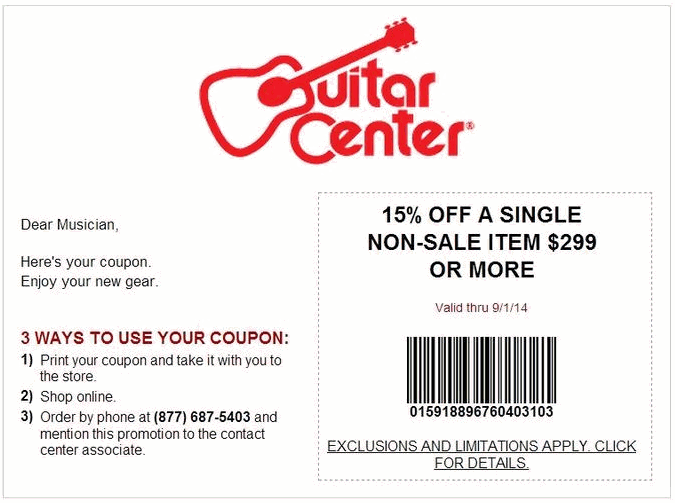 Printable Coupons: Guitar Center Printable Coupon