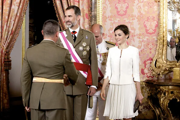 Queen Letizia of Spain attends 2015 Armed Forces Day oficial reception at the Royal Palace