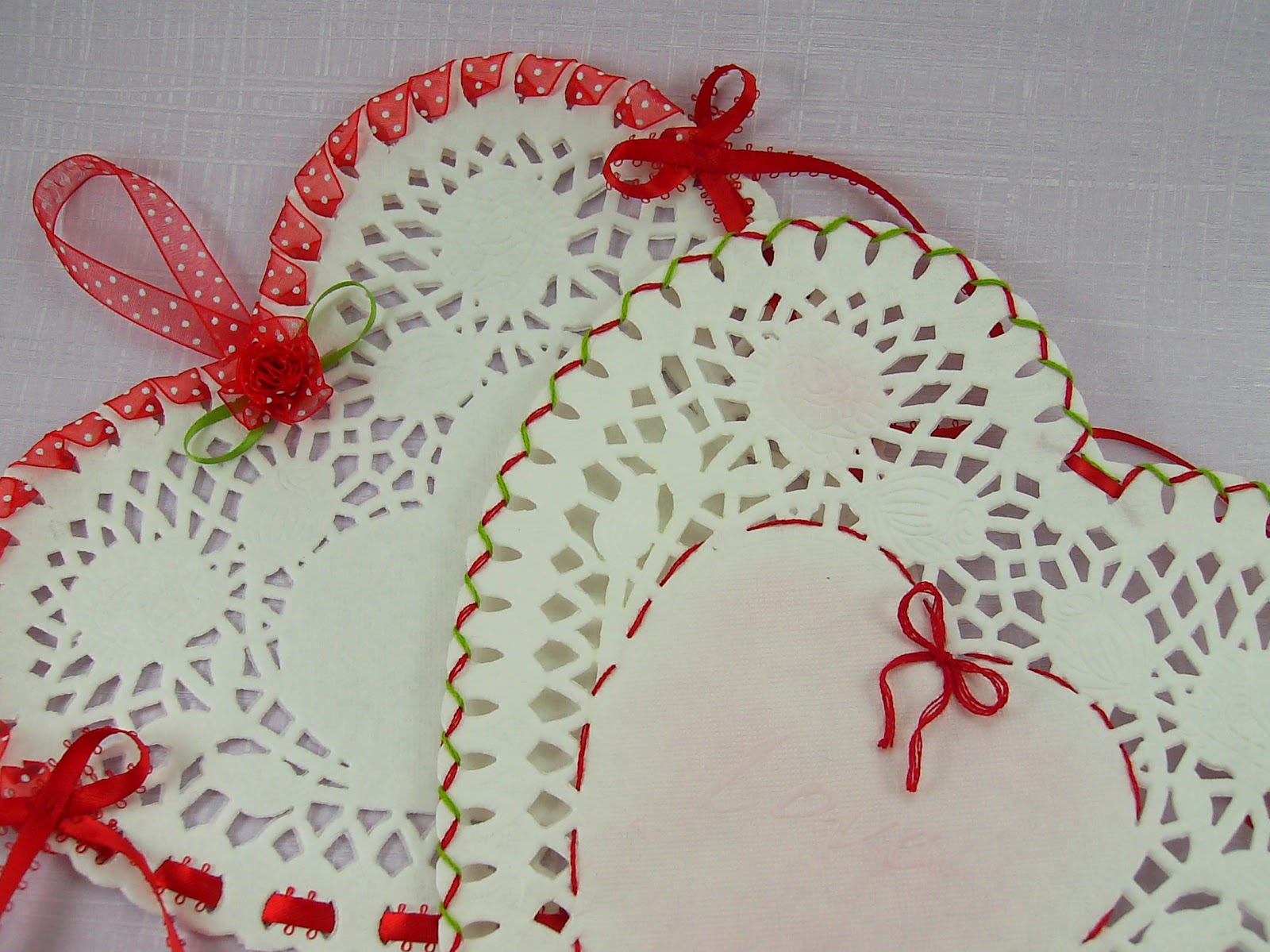 Embroidered Paper Doily Hearts Bumbleberries Boutique