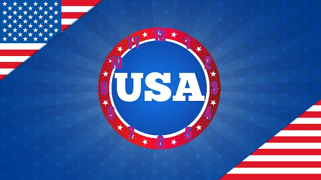 USA United States of America Clock Animated