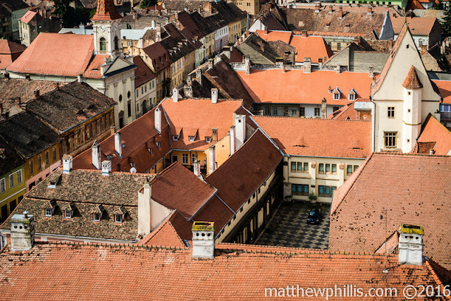 A secret courtyard in Sibiu, Romania.