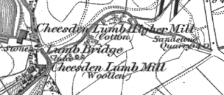 Cheesden mills, OS map, 1848.