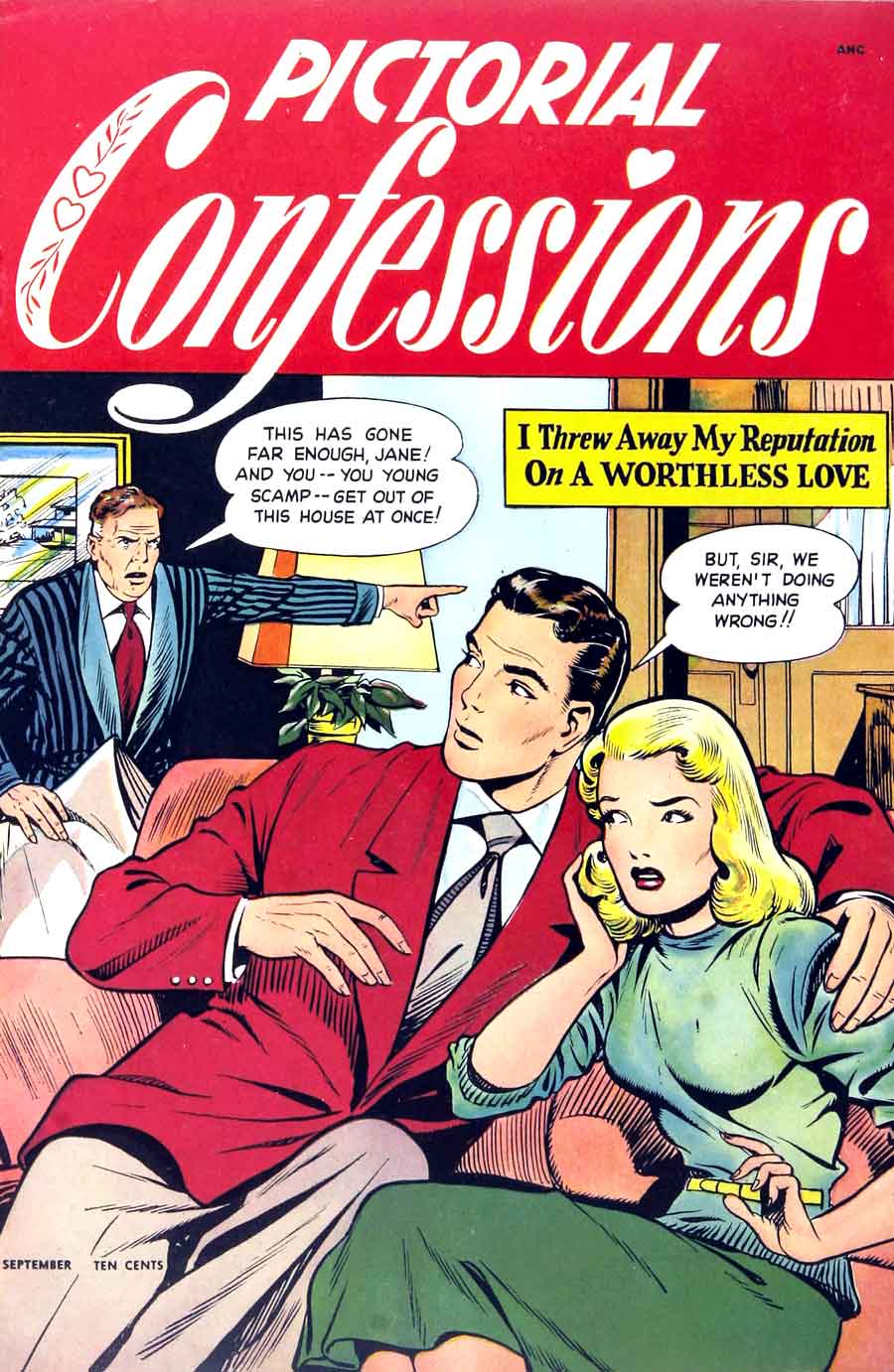 Matt Baker comic book cover art, 1940s st. john golden age romance, Pictorial Confessions v1 #1