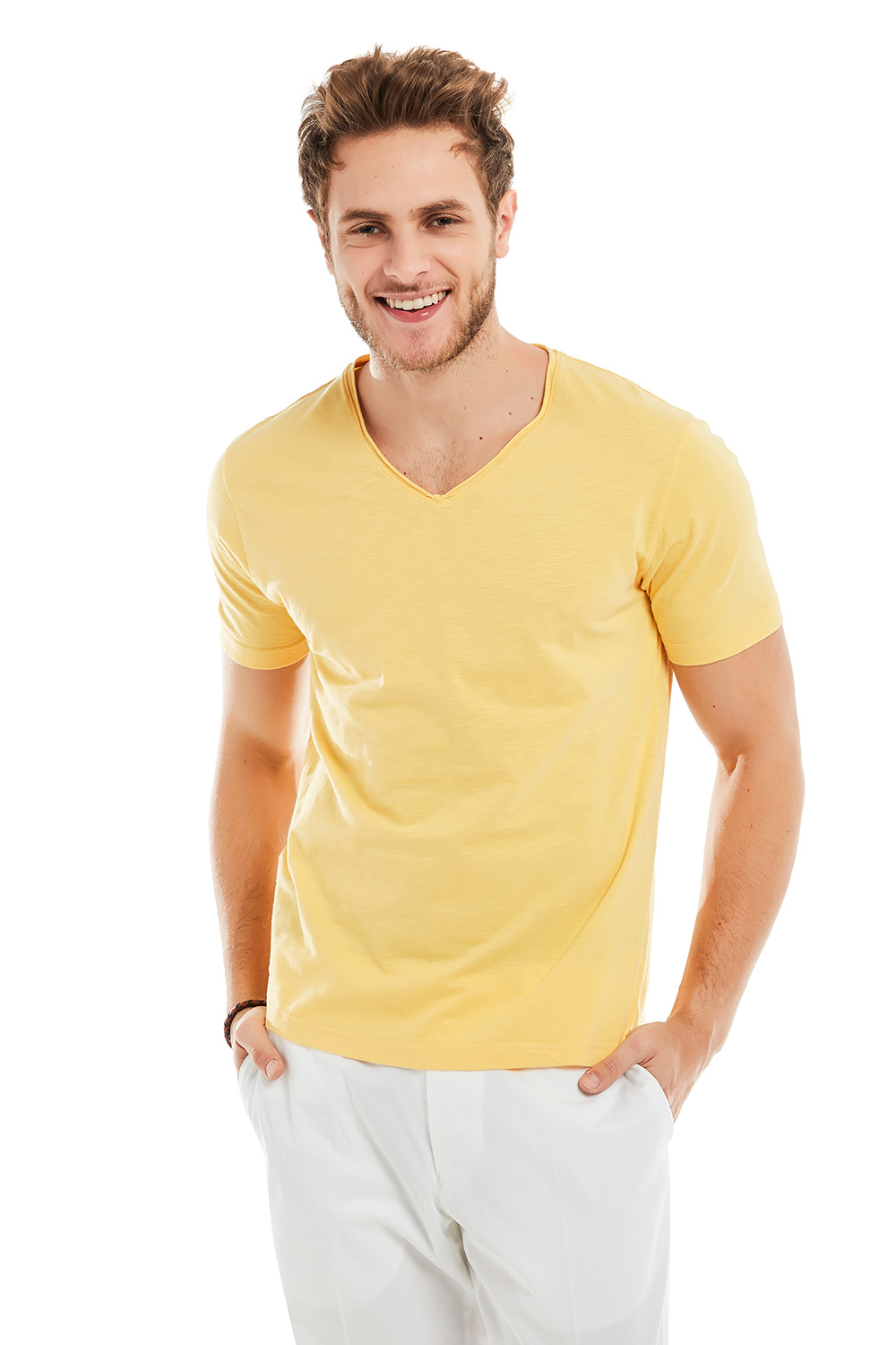 Erkek Sari Slim Fit Spor Pantolon