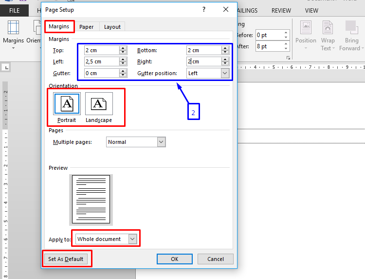 Setting Tampilan , page setup Tampilan page setup