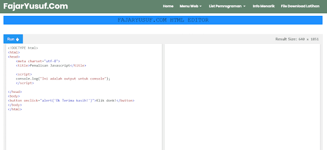 Mempelajari Penulisan Kode Javascript pada HTML Mempelajari Penulisan Kode Javascript pada HTML
