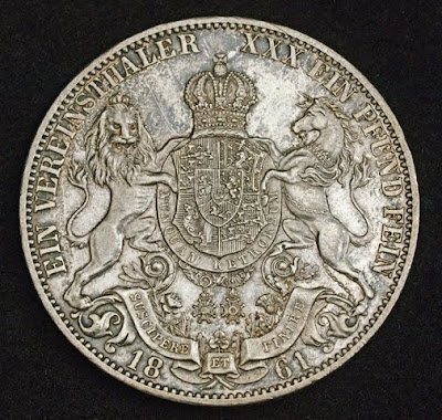Coins Germany, Kingdom of Hanover, George V Silver Vereinstaler German states coin Union Thaler