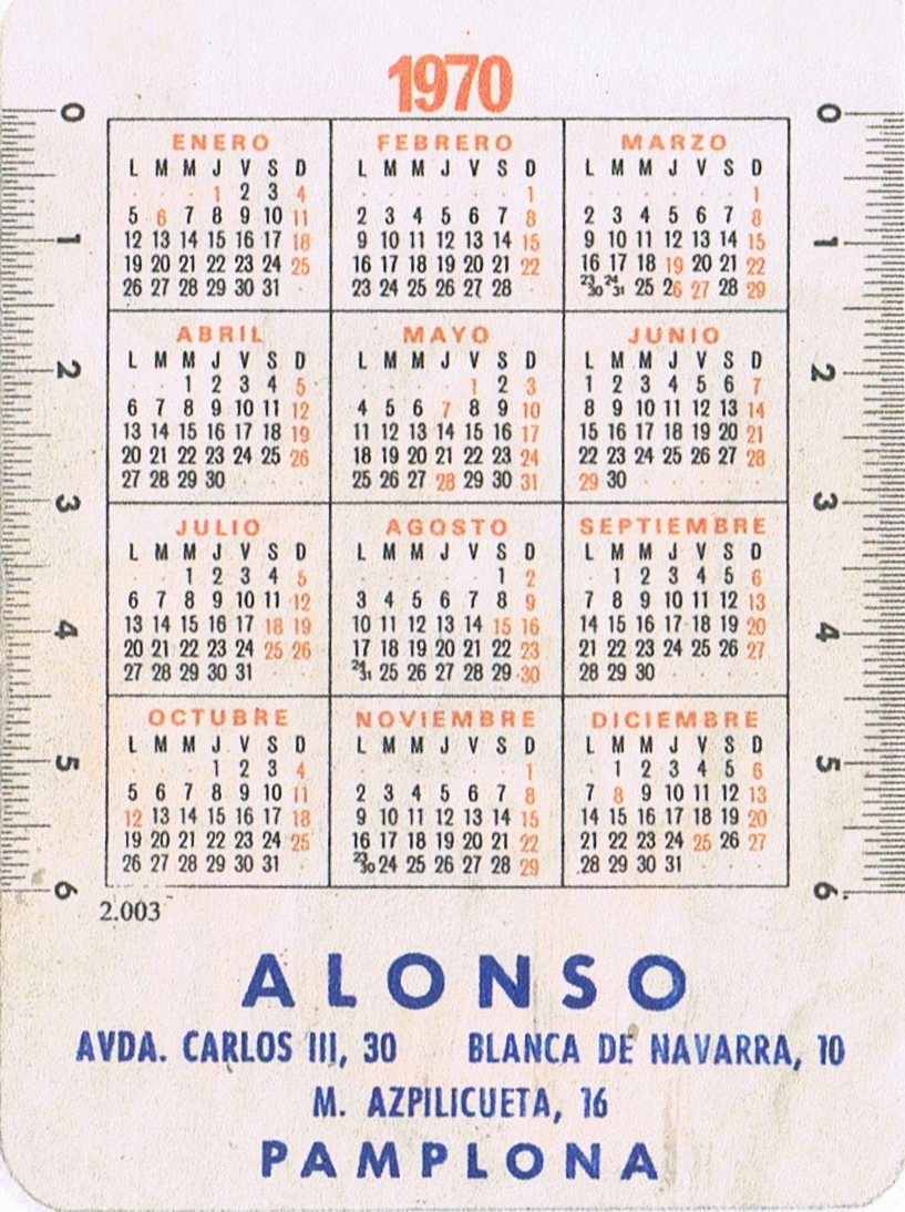 MIS CALENDARIOS DE BOLSILLO / POCKET CALENDARS TIENDAS ALONSO