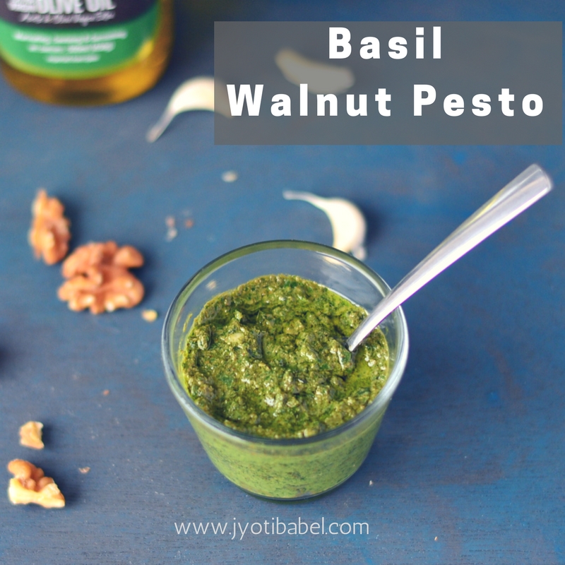 Jyoti's Pages Basil Walnut Pesto Sauce Recipe (without Parmesan Cheese