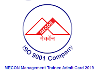 MECON Management Trainee Admit Card