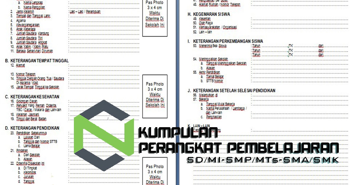 Contoh Buku Induk Siswa Mts Kurikulum 2013 Temukan Contoh
