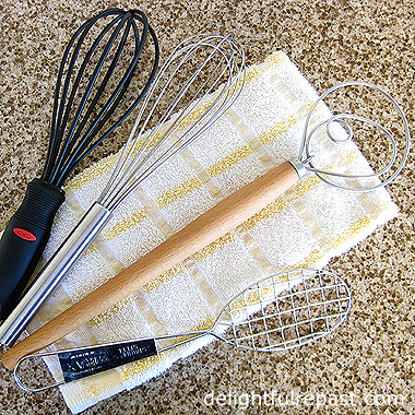 Chocolate Buttermilk Sheet Cake - Texas Sheet Cake My Way (this photo - my favorite whisks, including the English cake whisk) / www.delightfulrepast.com