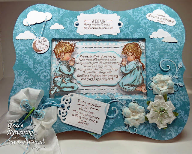 ODBD Stamps, Childrens Prayer, Precious Girl Precious Boy, Gingham Background, designed by Grace Nywening