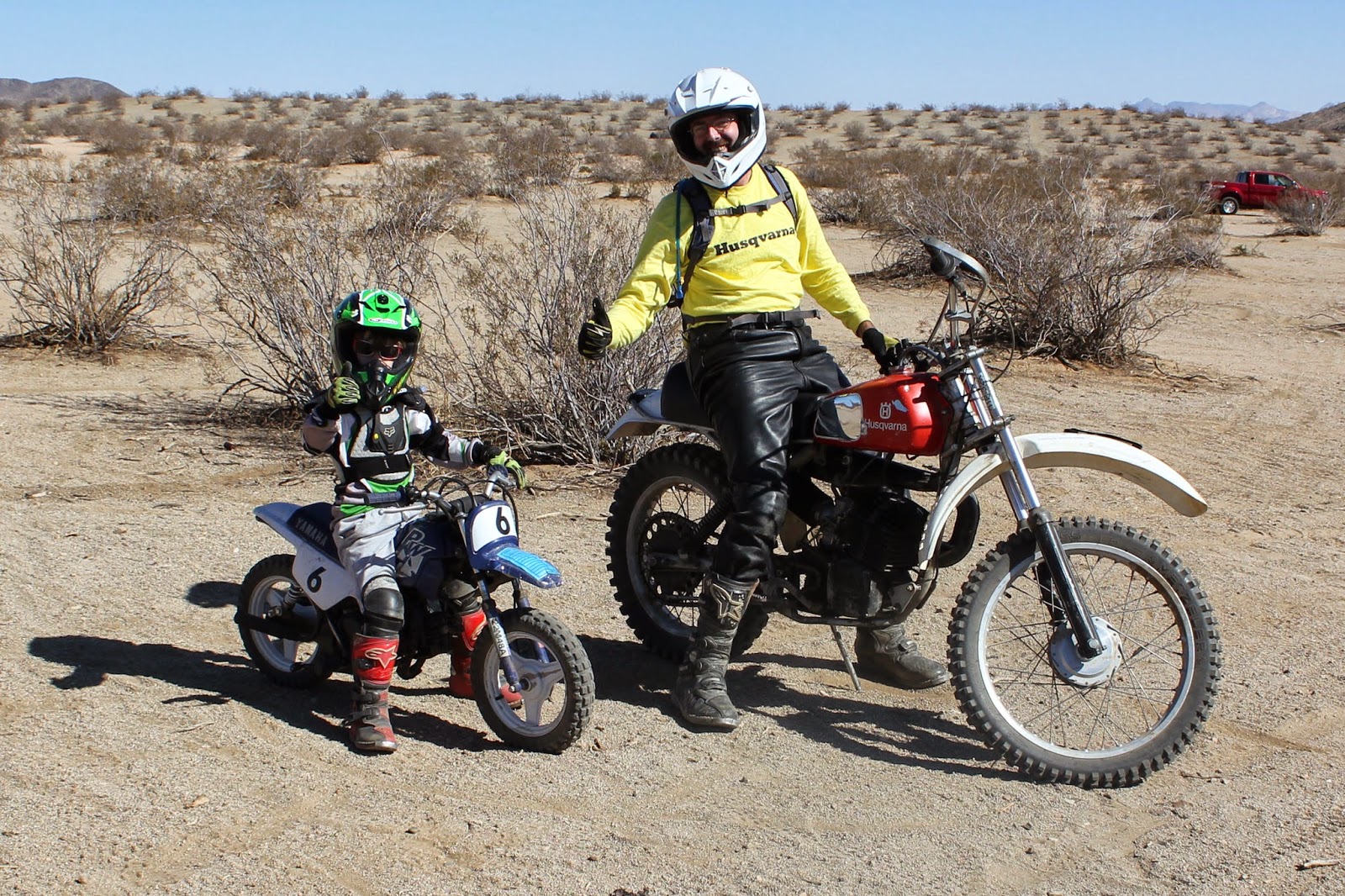 big guy on little motorcycle