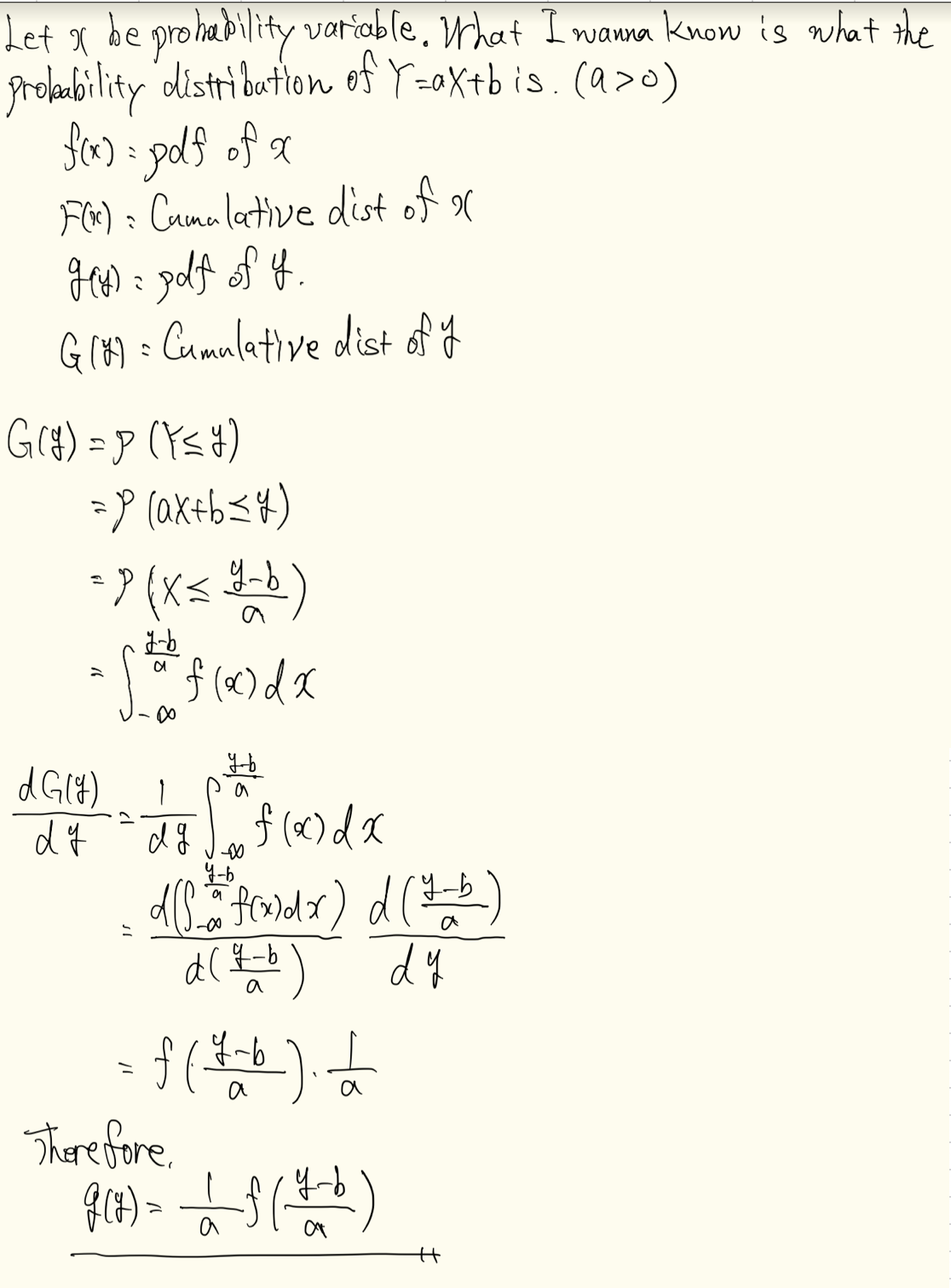 Tech Notes Linear combination and sum of probability variable