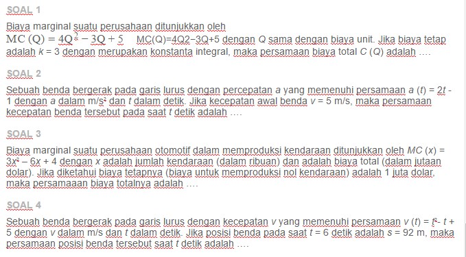 Contoh Soal Penerapan Integral Tak Tentu Dalam Kehidupan Sehari Hari Asep Respati