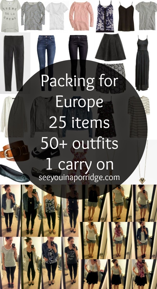 packing for Europe - 25 items = 50+ outfits!