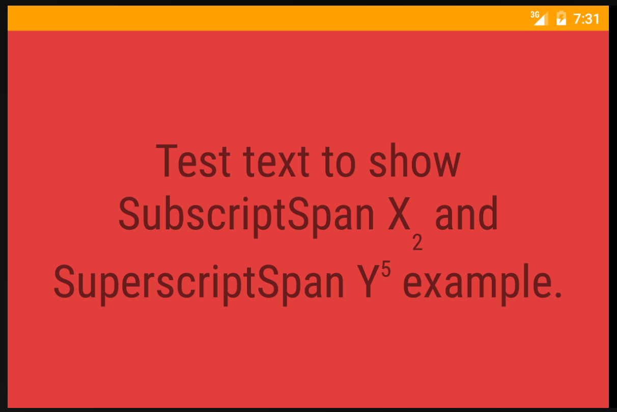 Android Subscript and Superscript example