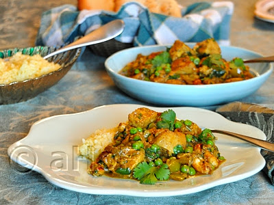 Indian food, ethnic, chicken, curry, peas